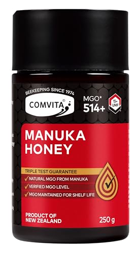 Comvita Mānuka Honey (Certified UMF™ 15+, MGO 514+) - Premium New Zealand Honey, Pure, Natural & Rich, Perfect for Everyday Immune Support and Soothing Tickly Throats - 250 g (Pack of 1)