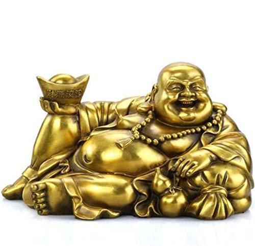 Sac d'argent en cuivre Feng Shui, lingot en laiton et statuette Bouddha Maitreya