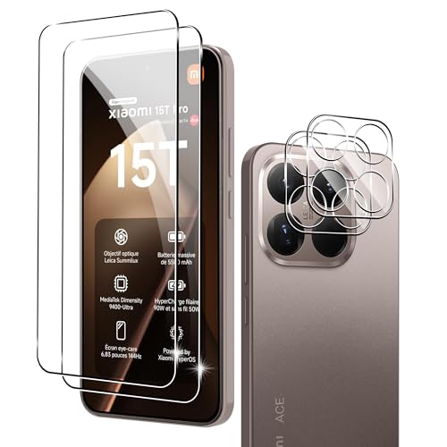 Suttkue for Xiaomi 15T Pro Screen Protector, 9H Hardness Anti-Scratch Tempered Glass flim,Anti-Scratch (2 +2PACK)