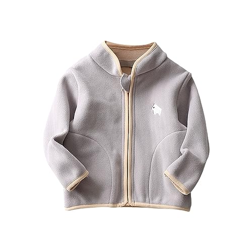 Kids Shaker Fleece High Neck Jacket Boys Girls Long Sleeve Thermal Fuzzy Zipper Jacket Outerwear Fall Winter