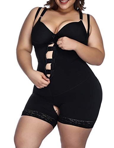Sweetlover Faja Reductora Adelgazante Braga Mujer Shapewear sin Costura Corsé de Cintura Alta Lencería Moldeadora con Cremallera S-Negro