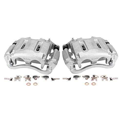 Image of TRQ Front Brake Caliper Set Zinc Coated Brackets Compatible with 2005-2012 Ford F 350 Super Duty 2011-2012 Ford F 450 Super Duty