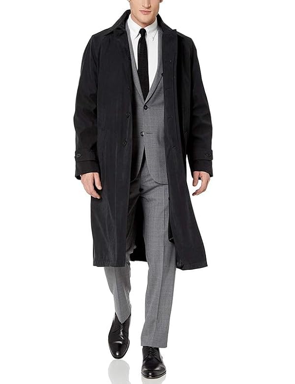 Adam Baker Men's Trench Coat (R699715 ñ 699701) Full Length All Year-Round Belted Menís Renny Raincoat - Black ñ 40R by Adam Baker - Used condition - US$170.97