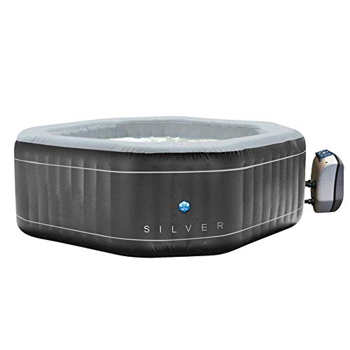 N NETSPA SPA Gonflable Octogonal Silver 5/6 Plazas Exterior, Negro Cover