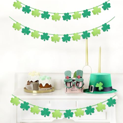 Image of St-Patricks Day Party-Decorations Shamrock Garland - 40ft Green Streamers Paper Banner, Saint Patty's Lucky Clover Spring Hanging Decor Hugfond
