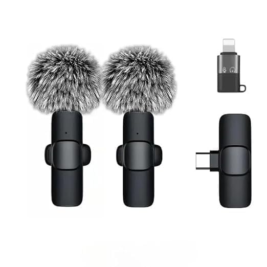 Gritin K9 Dual Wireless Lavalier Microphone for Android/iPhone – 3-in-1 Collar Mic with USB-C & Lightning Plug | Furry Windscreens | Noise Cancellation | Vlogging, YouTube, Interviews, Reels A5
