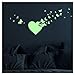 Ambiance Stickers adhésifs Phosphorescent | Sticker Autocollant Lumineux Cœur et Papillons - Décoration murale fluorescente | 20 x 20 cm
