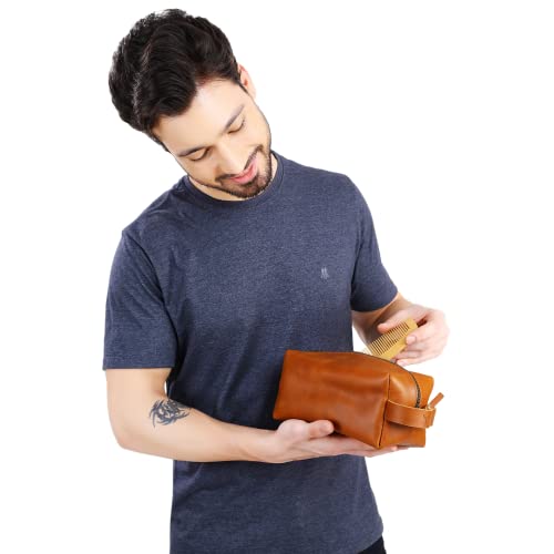 Vellaire Genuine Leather Toiletry Bag, Leather Dopp Kit For Mens Travel Toiletry Bag Mens Toiletry Bag Shaving Bag Cosmetic Bag For Women Mens Dopp Kit Leather Toiletry Bag For Men (Light Brown) #TOP4