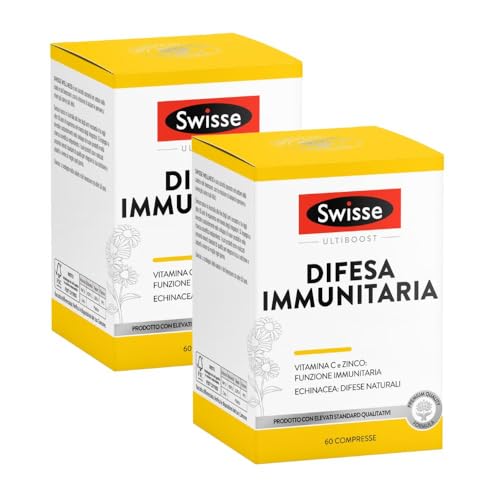 SWISSE Difesa Immunitaria - Integratore Difese Immunitarie con Vitamina C Magnesio Zinco ed Echinacea, Integratori Stanchezza e Affaticamento, Formulazione Multinutriente, 120 Compresse, Made in Italy