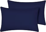 Cas d'oreiller de voyage 12x18 Boîte de taille 2 Pièces 100% Fermeture de l'enveloppe en coton égyptien 500 Taie d'oreiller Toddler jusqu'à 12x18, 12x16 ou 11x15 Bleu marine