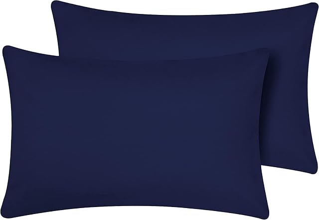 Cas d'oreiller de voyage 12x18 Boîte de taille 2 Pièces 100% Fermeture de l'enveloppe en coton égyptien 500 Taie d'oreiller Toddler jusqu'à 12x18, 12x16 ou 11x15 Bleu marine