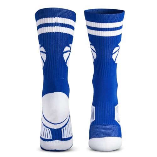 Image of ChalkTalkSPORTS Basketball Socks - Cushioned Mid-Calf Crew - Youth & Adult | Moisture-Wicking Performance Blend, Athletic Basketball Gear, Stay-Up Technology, Arch Support, Breathable, Boys and Men