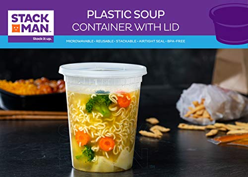 [48 Sets -32 Oz.] Plastic Deli Food Storage Containers With Airtight Lids - Soup Containers With Lids #TOP6