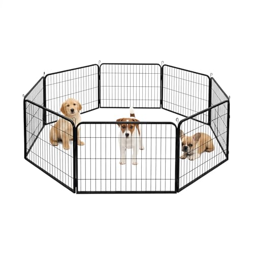 Image of BestPet Dog Playpen 24 Inch 8 Panels Heavy Duty Metal Pet Exercise Pen Indoor Outdoor Without Door Fence Panels Anti-Skid Expandable Design
