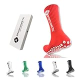Sportivonetic Fußball Socken mit Grip und Anti-Rutsch Noppen für Herren & Damen Kinder - in Einheitsgröße 37-46- Fussball SI - atmungsaktiv (Rot)