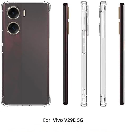Image of Lustree Compatible with vivo V29E 5G Back Cover| Clear + TPU Case with 4 Corner Air Cushion Protection & Camera Protection | Slim& Stylus Cover for vivo V29E 5G