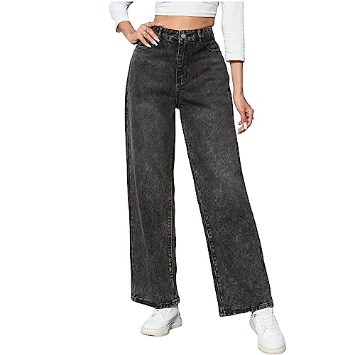Women Casual Baggy Wide Leg Jeans High Waist Loose Boyfriend