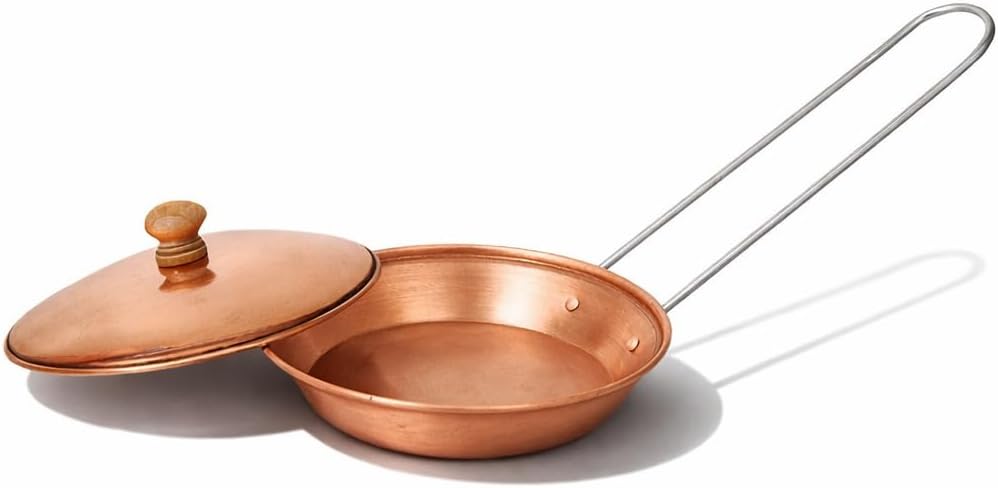 Small Pure Copper Skillet With Lid - 6 Inch Mini Frying Pan For Individual Servings, Butter Warming, Sauce Heating And Side Dishes, Serving Cookware For Brunch And Table Presentation