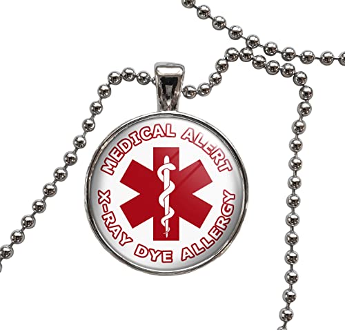 Medical Alert X-Ray Dye Allergy Pendant Necklace