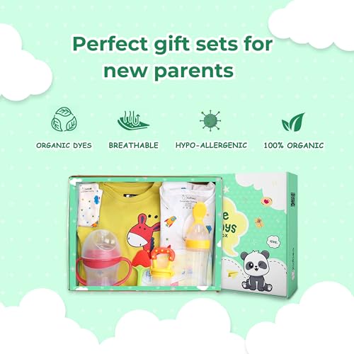 Image of Kidbea Complete Baby Clothing Gift Set Romper, Bib, and Baby Feeders Pack of 8 (Assorted)