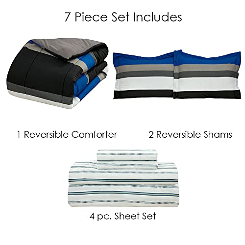 Kidz Mix Mf Rugby Stripe White Full 8Pc Comforter Set #TOP5