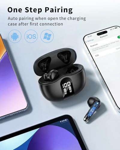 Image of XIAOWTEK Wireless Earbuds, 2026 Bluetooth 5.4 Headphones Bass Stereo Ear Buds (Black)
