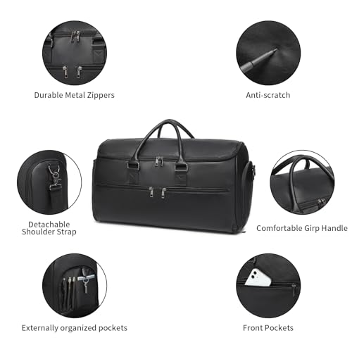 Image of seyfocnia Carry On Garment Bag for Travel, Convertible Travel Garment Bag for Men Women, 2 in 1 Hanging Suitcase Suit Business Travel Bag, Black