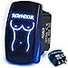 Waterproof Rocker Switch ON/Off, LED Backlit with Etched Design w/Toggle Switch 12v - Head Lights- UTV, Auto, Boat 20A Variation (Blue, SMYT)