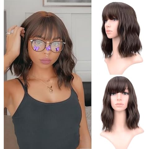 VCKOVCKO Natural Brown Wavy Bob Wig Cover