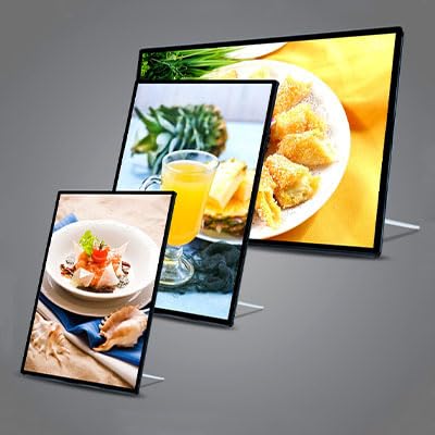 Image of LED Backlit Menu Display Board | Ultra Slim LED Light Box | Wall Mounted Illuminated Poster Display Frame | Slim Snap Frame for Restaurants, Cafes, Retail Stores & Advertisements (A4,Black)