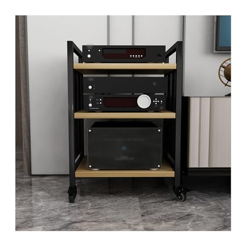 Support d'armoire multimédia AV 3 niveaux avec étagères en bois