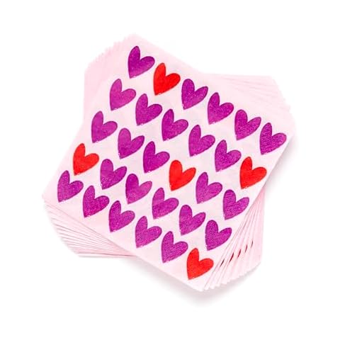 Amscan Purple Hearts Luncheon Napkins - 16 Pack Cover