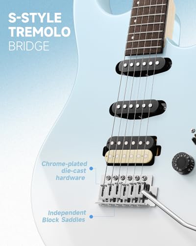 Donner DMT-66 39 Inch Full Size E-Gitarre für Anfänger, Starter E-Gitarren-Set mit Tasche Gradient Blue