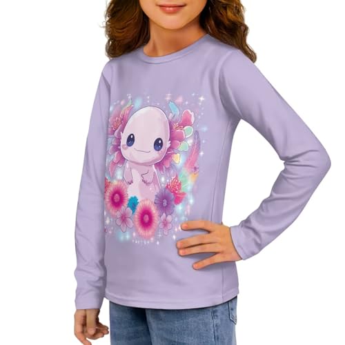 Image of Girls Long Sleeve T Shirt Cute Cartoon Crewneck Shirt for Kids 3-16Y Fall Winter Clothes