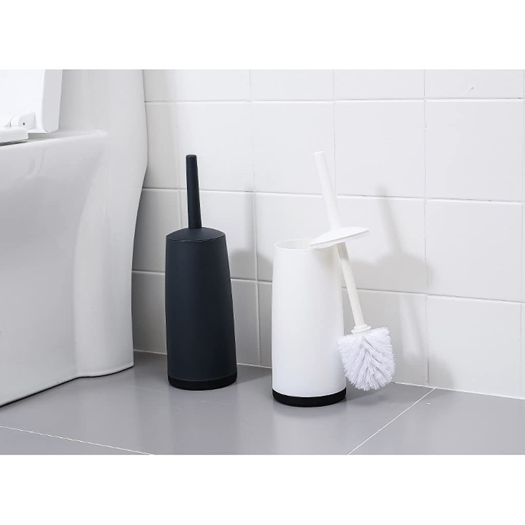 Escobillas de Baño/Escobilla WC Soporte de cepillo de inodoro for el hogar de piso de pie, inodoro, cepillo, conjunto de baño, brocha de limpieza de mango largo 360 °, sin ángulo muerto, cepillos blan