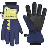 Andake Handschuhe Kinder 4-9 Jahre Winterhandschuhe Kinder Wasserdicht Schneehandschuhe Skihandschuhe Kinderhandschuhe für Junge Mädchen (Marineblau 7-9 Jahre alt)