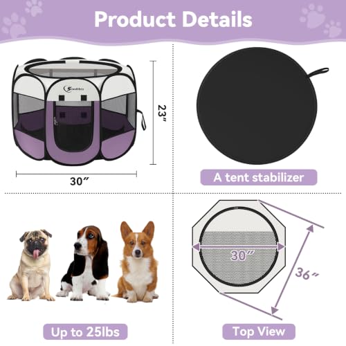 Image of Siedihit Dog Cat Playpen, Small Puppy Pet Playpen, Dog Crate Tent Cage