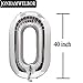 Jonhamwelbor 60 Number Balloons Silver 60 Number Big Large Giant Jumbo Foil Mylar Balloons for Women Men Party Supplies 60 Anniversary Events Decorations