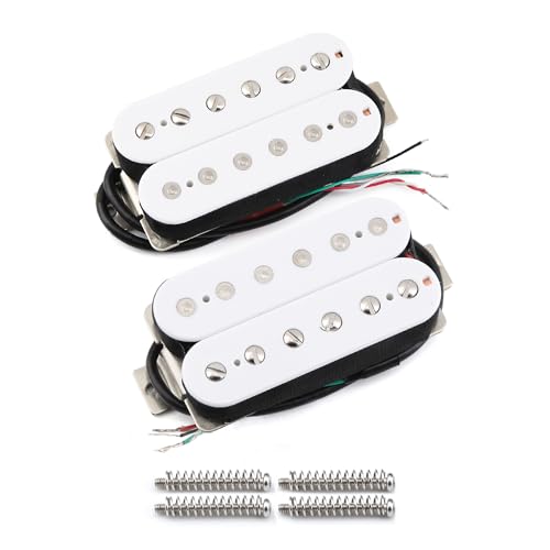 Image of FLEOR High Output Alnico 5 Guitar Pickup White Neck and Bridge Humbucker Pickups Set