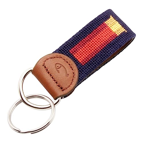 Image of Leather Hand-Stitched Needlepoint Key Fob or Key Chain