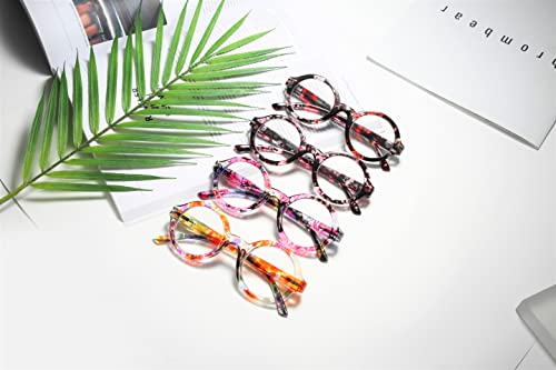 100 Classic Set Of 4 Ladies Stylish Anti Blue Light Reading Glasses Round Frame Spring Hinges Reduce Eyestrain For Women Bl2948 (1.25) #TOP1