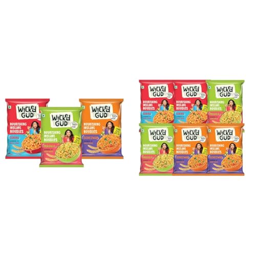 Image of WickedGud Nourishing Instant Noodles Range (Single Packs) | No Maida | No Oil | No MSG | High + WickedGud Nourishing Instant Noodles Range, Pack of (69 gm x 6) | Whole Wheat | Whole Wheat | No