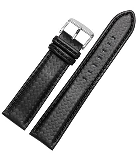 Correa de reloj de fibra de carbono SCRUBY 18mm 21mm 23mm de cuero