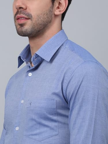 Image of Cantabil Cotton Self Design Full Sleeves Regular Fit Formal Shirt for Men with Pocket | Cotton Formal Shirt for Men | Formal Wear Shirts for Men (P MSHF00381)