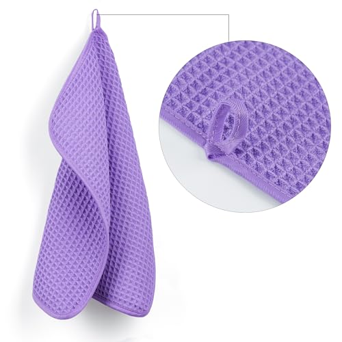 Image of POLYTE 430 GSM Microfiber Lint Free Washcloth Face Towel, 13 x 13 in, 4 Pack (Waffle Weave)