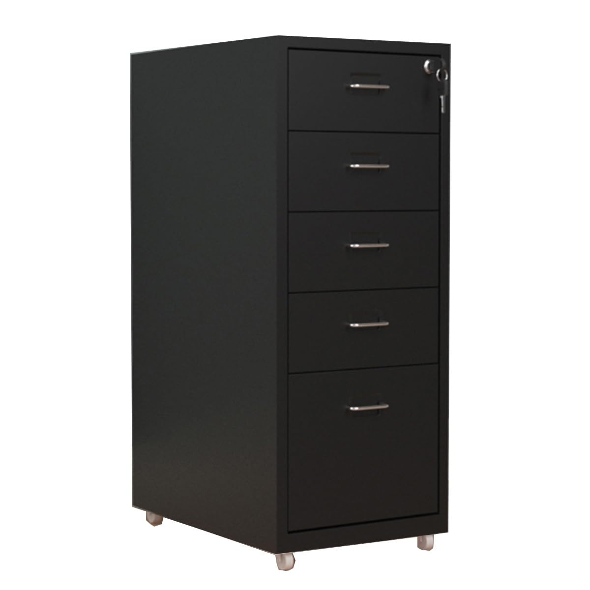MYUYEE Vertical Mobile Filing Cabinet, Lockable Metal Drawer Storage, Removable Under-Desk Nizer For Home And Office, Rolling File Cabinet In Blue