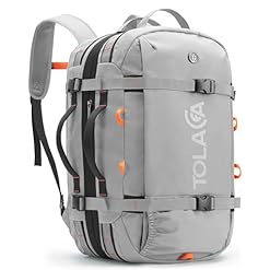 Tolaccea Reiserucksack, Handgepäck Rucksack Flugzeug, TSA-Freundlicher Laptop Rucksack 15,6 Zoll, Erweiterbar 40L auf 50L, Weekender Herren für Reise Wandern Camping