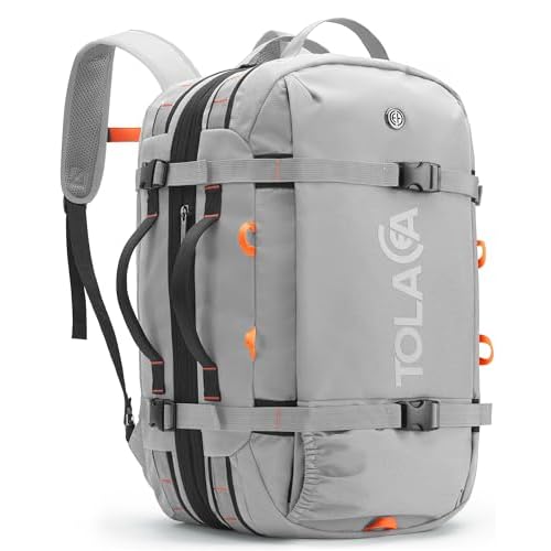 Tolaccea Travel Laptop Backpack, Large Carry on Backpack Flight Approved Convertible Duffle Luggage Bag Daypack Work Business Rucksack Fits 16" Laptop for Men Women 3 Carrying Ways, 40L-50L 