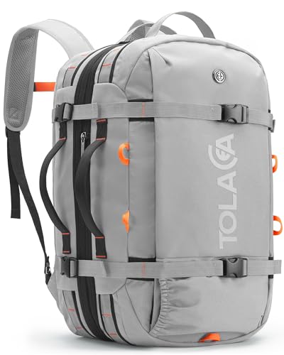 Tolaccea Reiserucksack, Handgepäck Rucksack Flugzeug, TSA-Freundlicher Laptop Rucksack 15,6 Zoll, Erweiterbar 40L auf 50L, Weekender Herren für Reise Wandern Camping