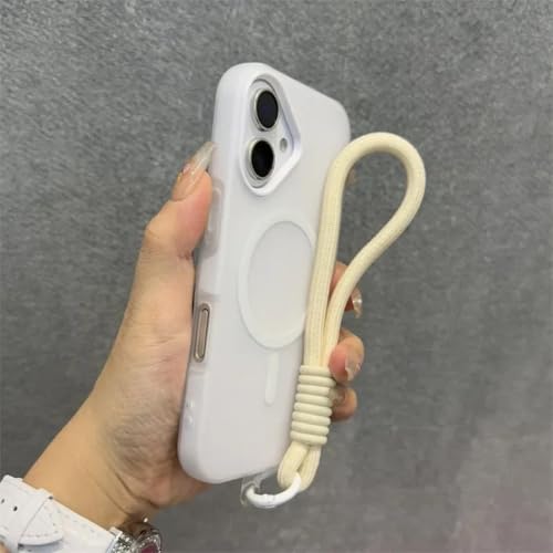 Coque silicone iPhone 12 transparente avec cordon blanc